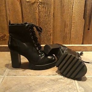 Womans heeled combat style boots